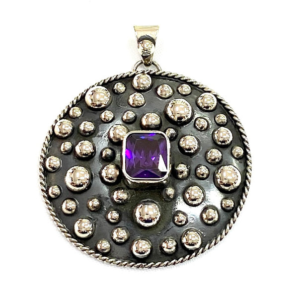 Sterling Silver Amethyst 5mm Round Pendant Necklace and Stud