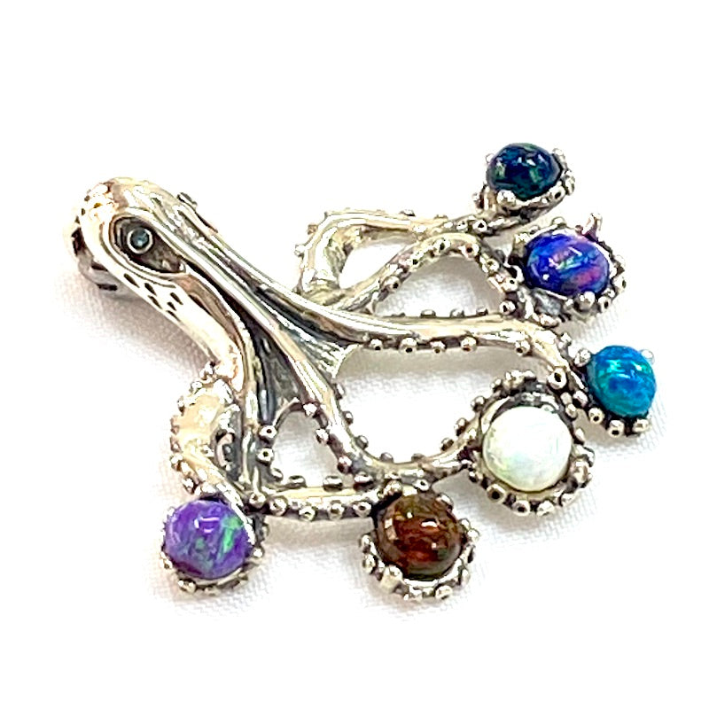 Colorful Octopus Design Silver Pendant
