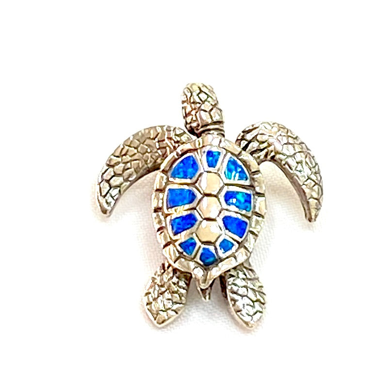 Beautiful Blue Opal Turtle Design Pendant