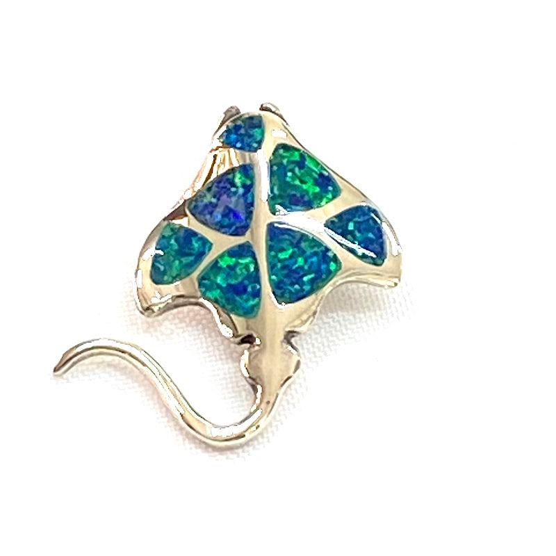 Dark Green Opal Spotted Eagle Ray Pendant