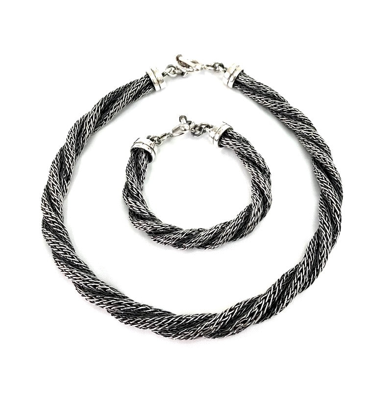 Elegant Braided Design Necklace & Bracelet Set