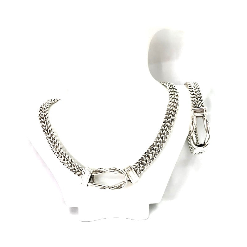Flat Braided Vintage design Necklace & Bracelet Set