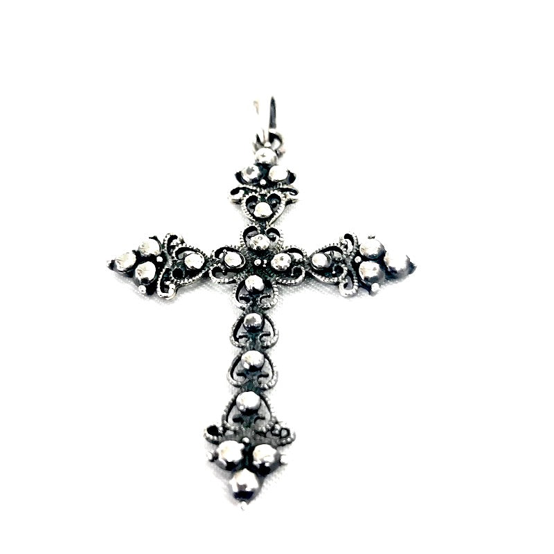 Thin Vintage Style Silver Cross