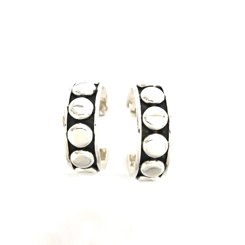 Dots Design Large Silver Hoops