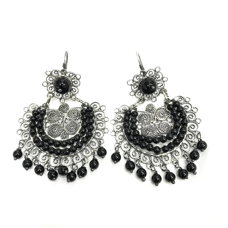 Beautiful Black Onyx Vintage Style Dangle Earrings