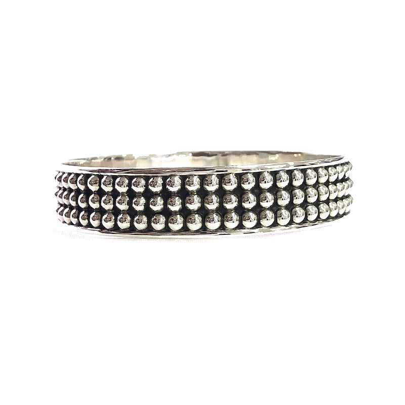 Triple Multiple Dotts Design Silver Bangle