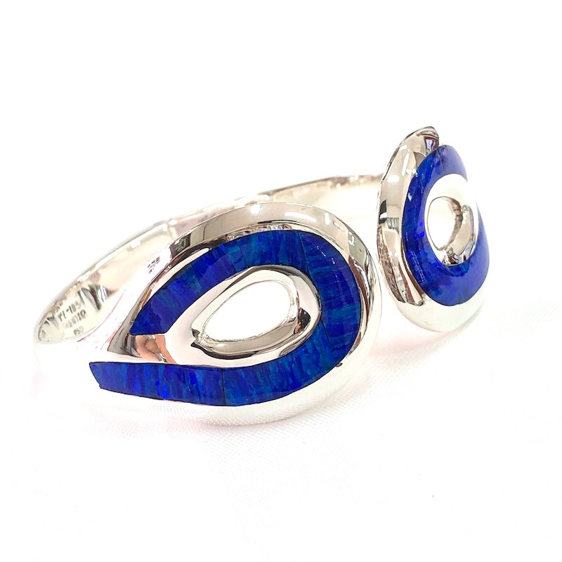 Infinity Symbol Blue Opal Cuff Bracelet