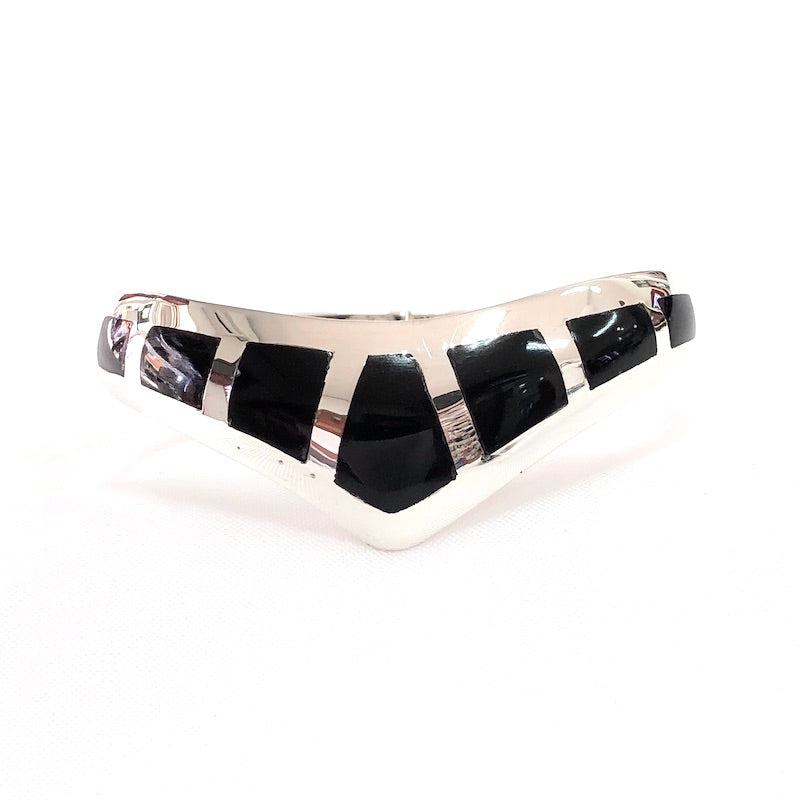 Unique Black Onyx Inlay Cuff Bracelet