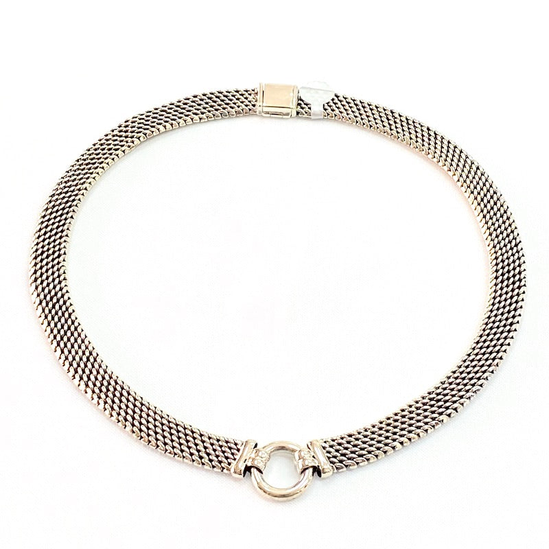 Elegant Flat Braided & Center Ring Design Necklace