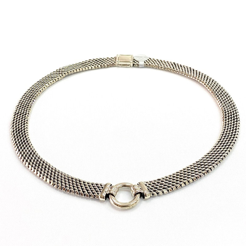 Elegant Flat Braided & Center Ring Design Necklace
