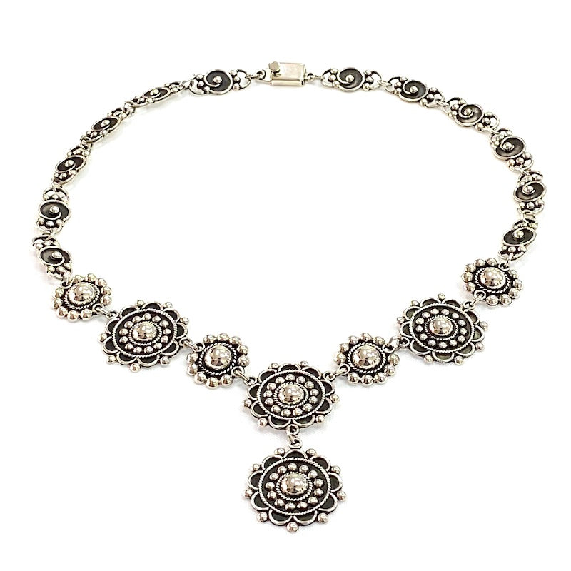 Elegant Taxco Vintage Style Silver Necklace