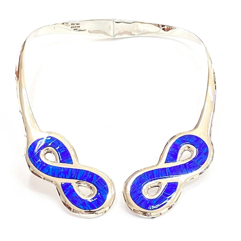 Gorgeous Infinity Blue Opal Rigid Necklace