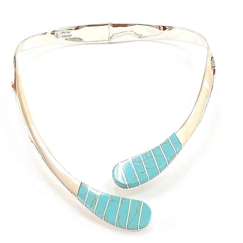 Gorgeous Turquoise Silver Rigid Necklace