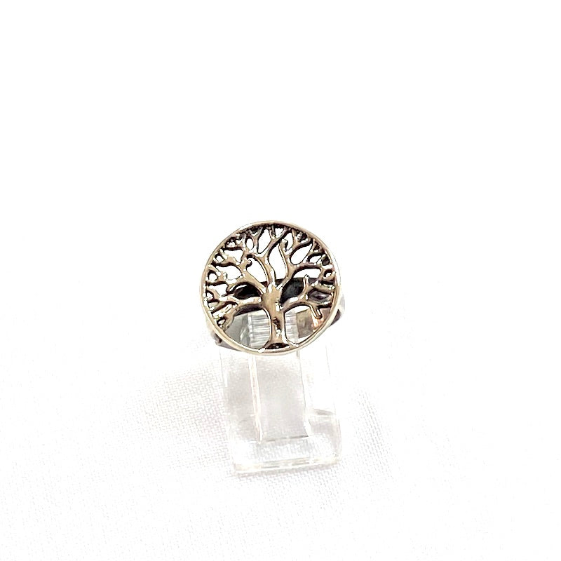 Carved Tree Of Life Design Silver Ring