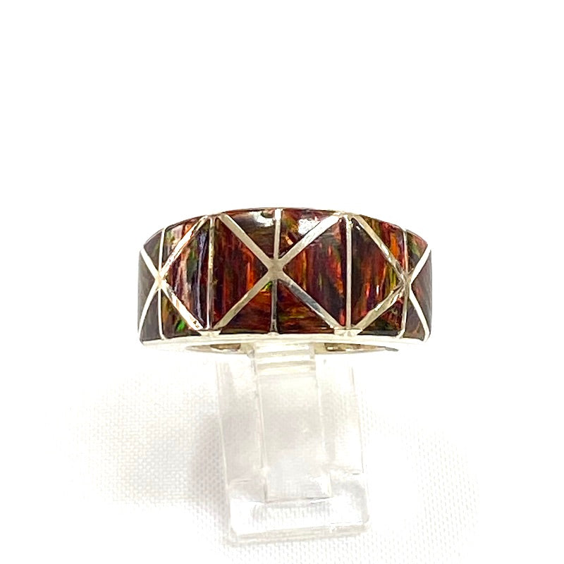 Stunning Bulky Ring with Red Opal Inlay