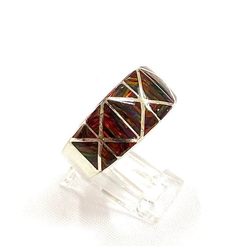 Stunning Bulky Ring with Red Opal Inlay
