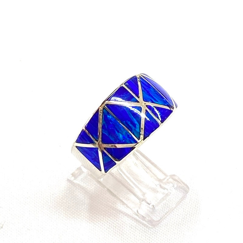 Stunning Bulky Dark Blue Opal Inlay Ring
