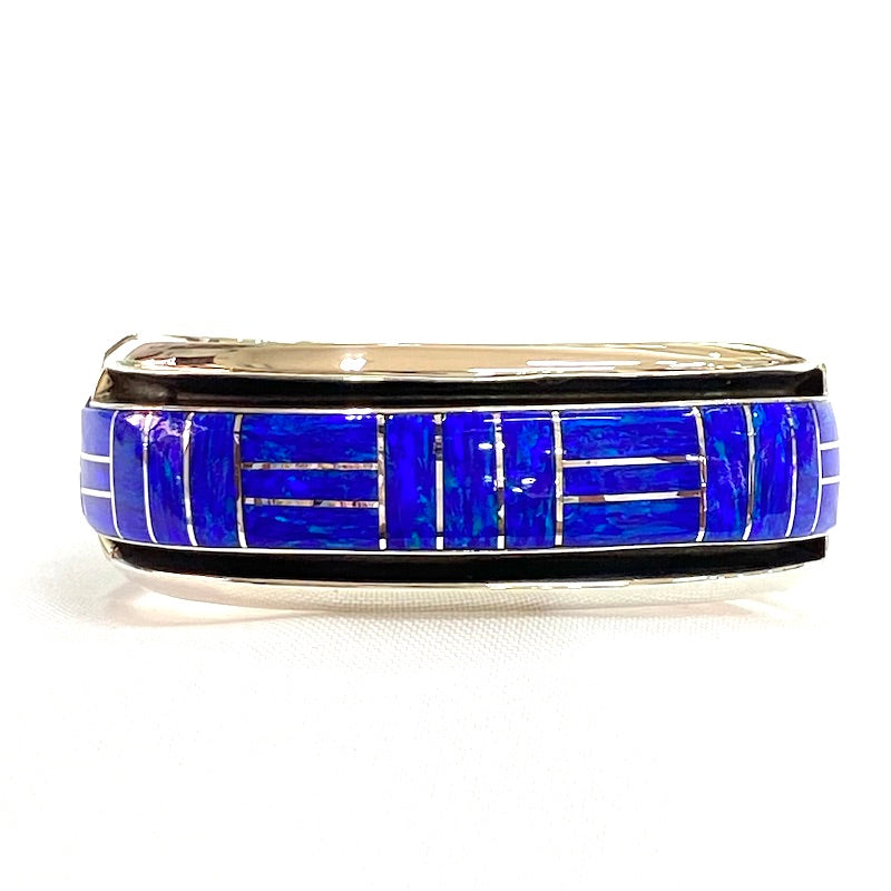 Amazing Dark Blue Opal Bangle Cuff Bracelet