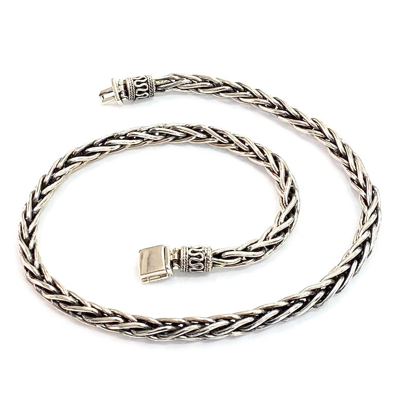 Thick Braided Design Silver Chain