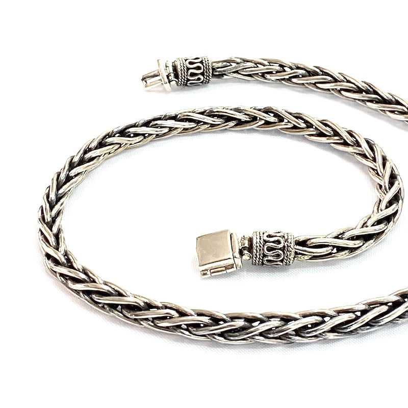 Thick Braided Design Silver Chain
