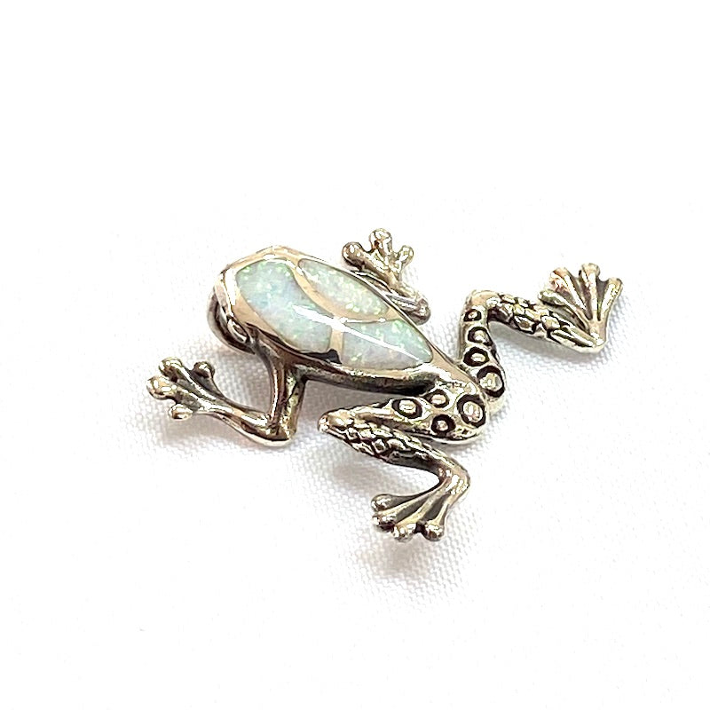 Beautiful White Opal Frog Design Pendant