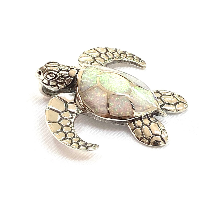 Amazing White Opal Turtle Design Pendant