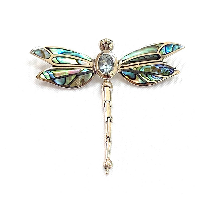 Gorgeous Dragonfly Pendant-Pin with Abalone Shell