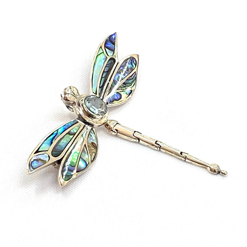Gorgeous Dragonfly Pendant-Pin with Abalone Shell