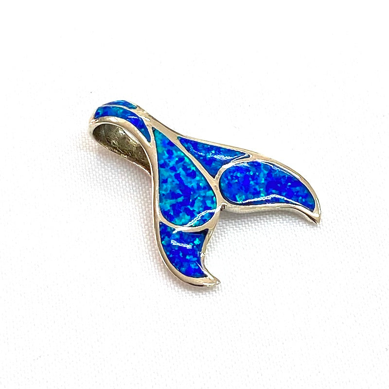 Dark Blue Opal Whale Tail Pendant