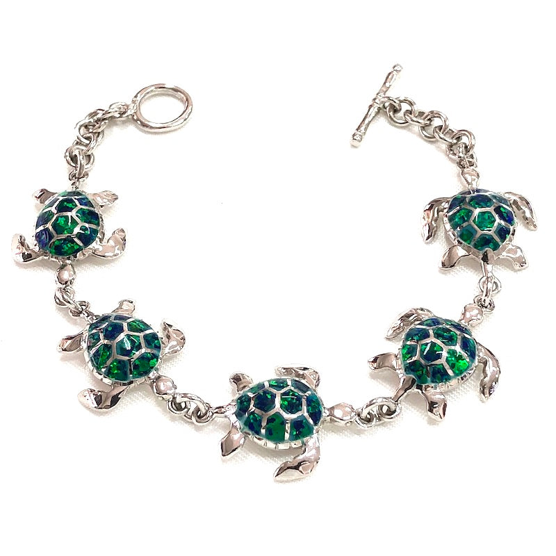 Dark Green Opal Turtles Bracelet