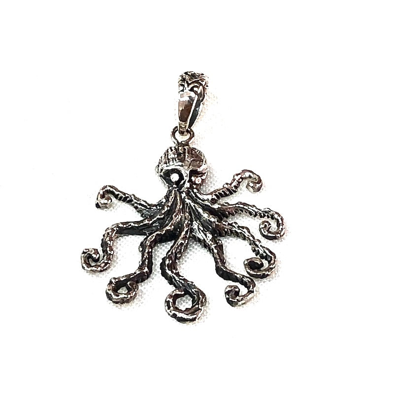 Small Size Octopus Silver Pendant