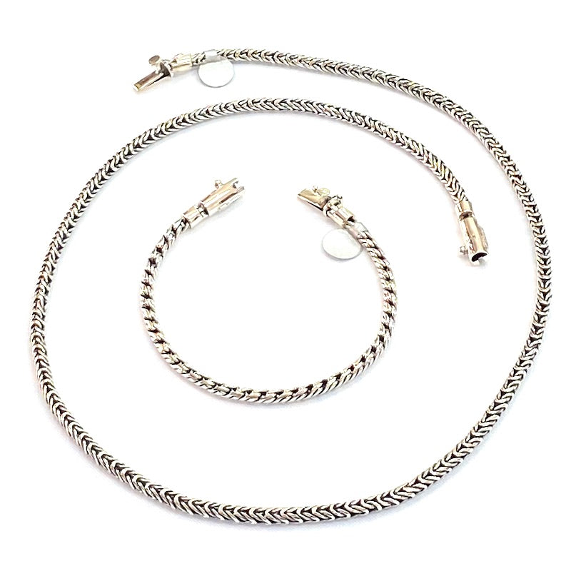 Round Braided Links Chain & Bracelet Set