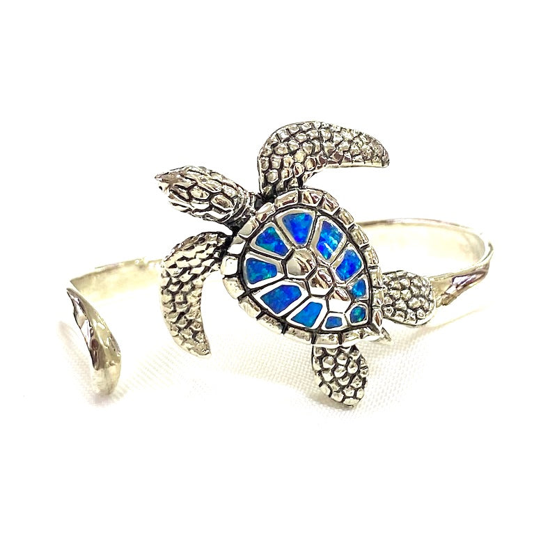 Gorgeous Turtle Blue Opal Cuff Bracelet