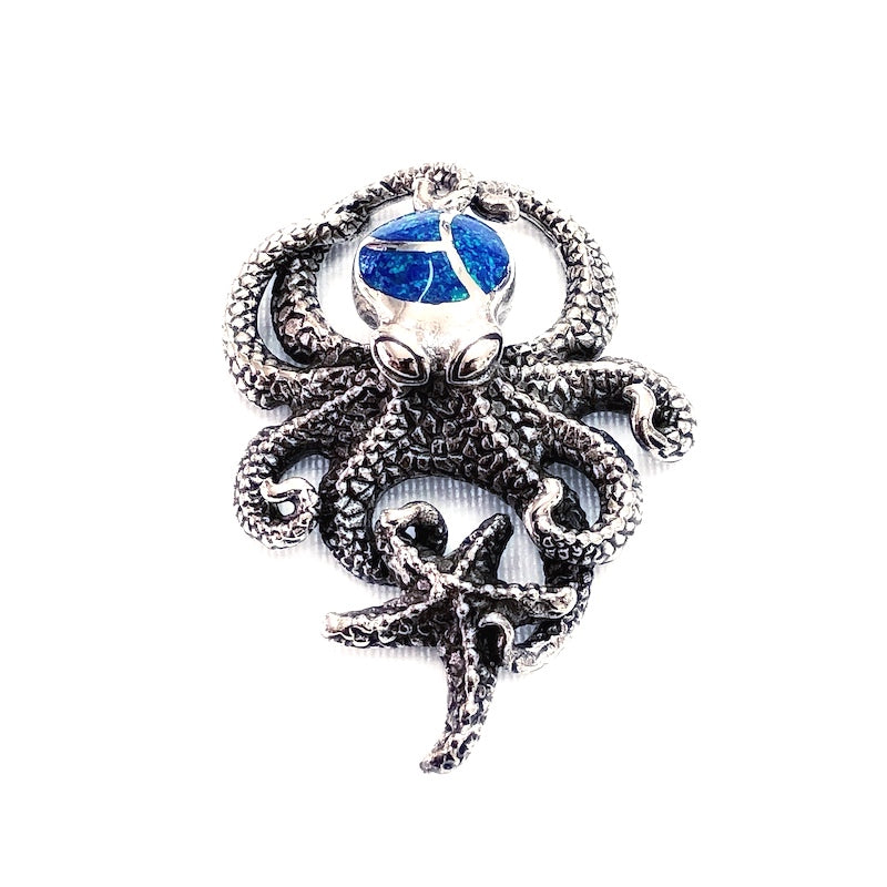 Striking Blue Opal Octopus Pendant