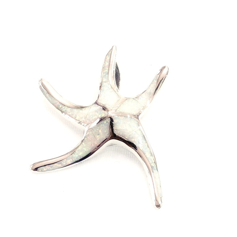 Striking White Opal Starfish Pendant