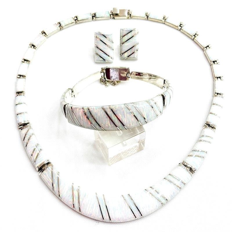Spectacular White Opal Silver Set