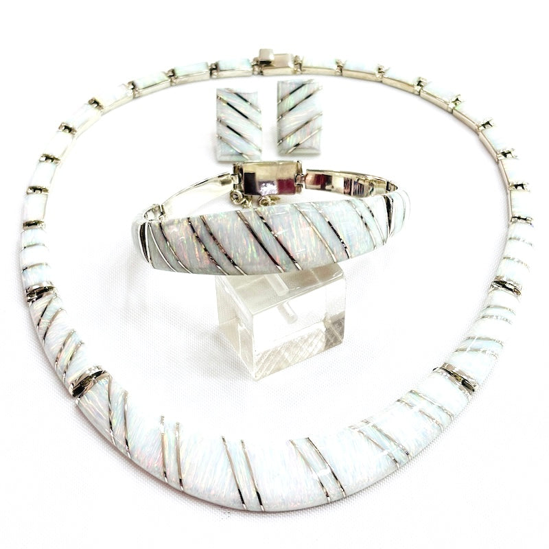 Spectacular White Opal Silver Set