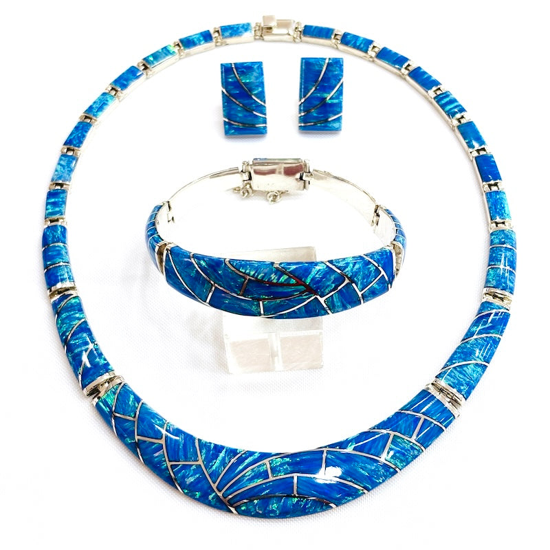 Spectacular Blue Opal & Silver Set
