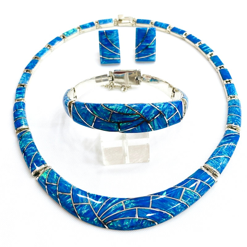 Spectacular Blue Opal & Silver Set