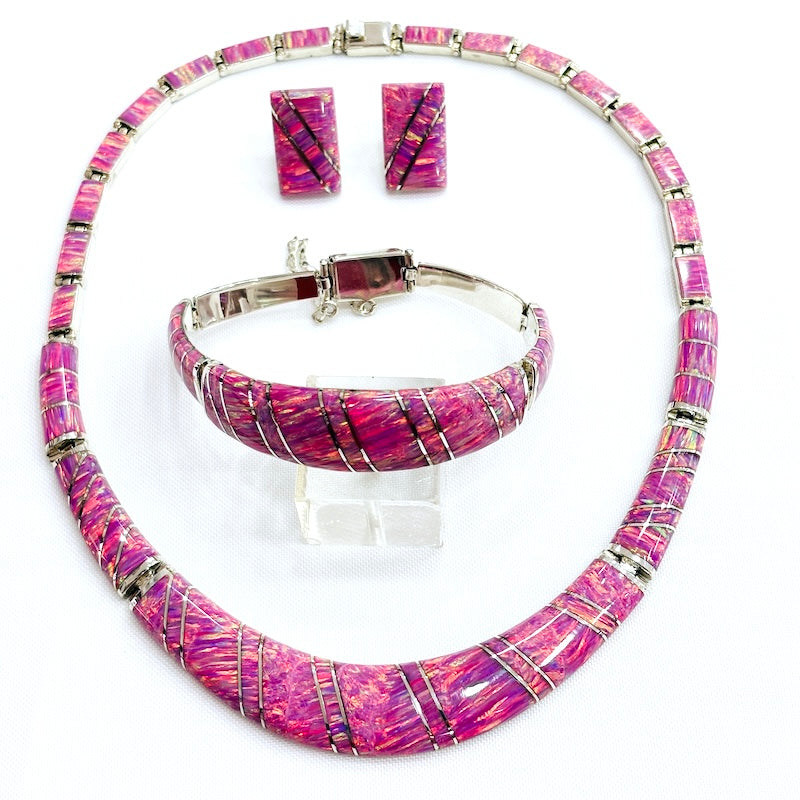 Spectacular Pink Opal & Silver Set