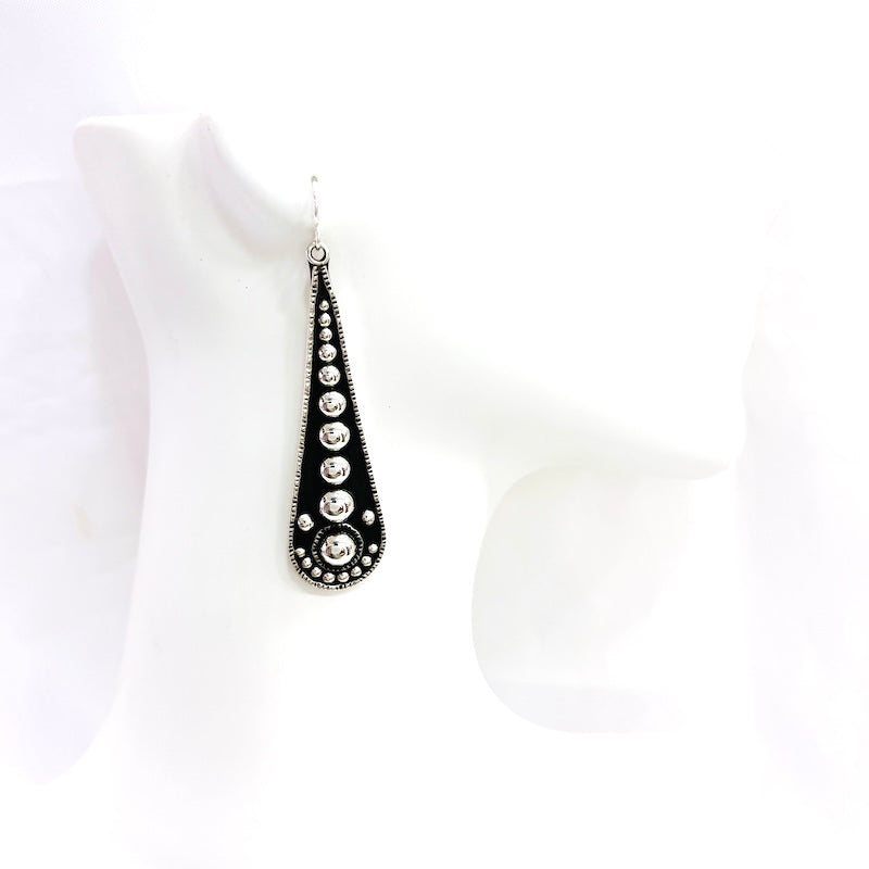 Vintage-Style Long Silver Earrings