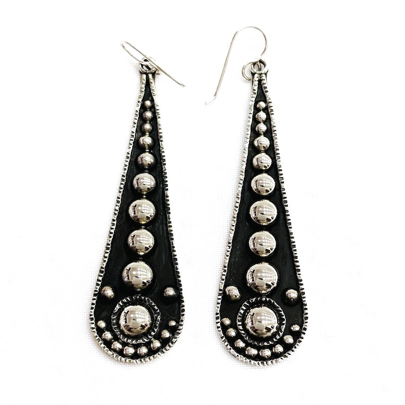 Vintage-Style Long Silver Earrings