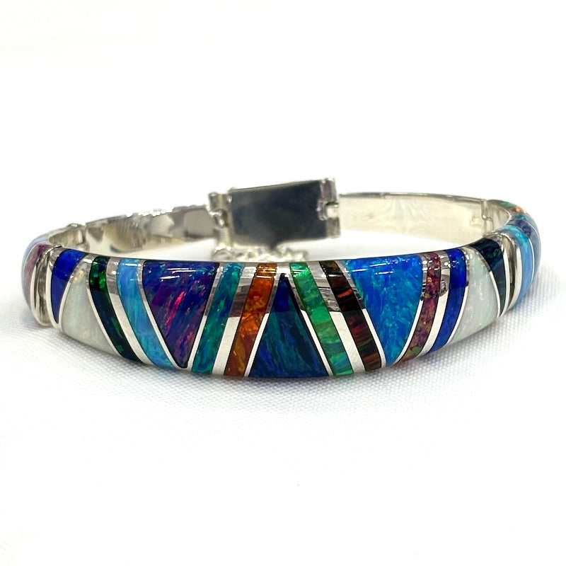 Gorgeous Multicolor Opal Silver Bracelet