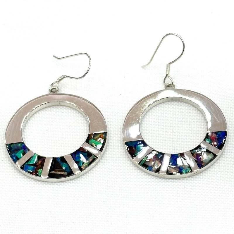 Medium Size Round Multicolor Opal Earrings