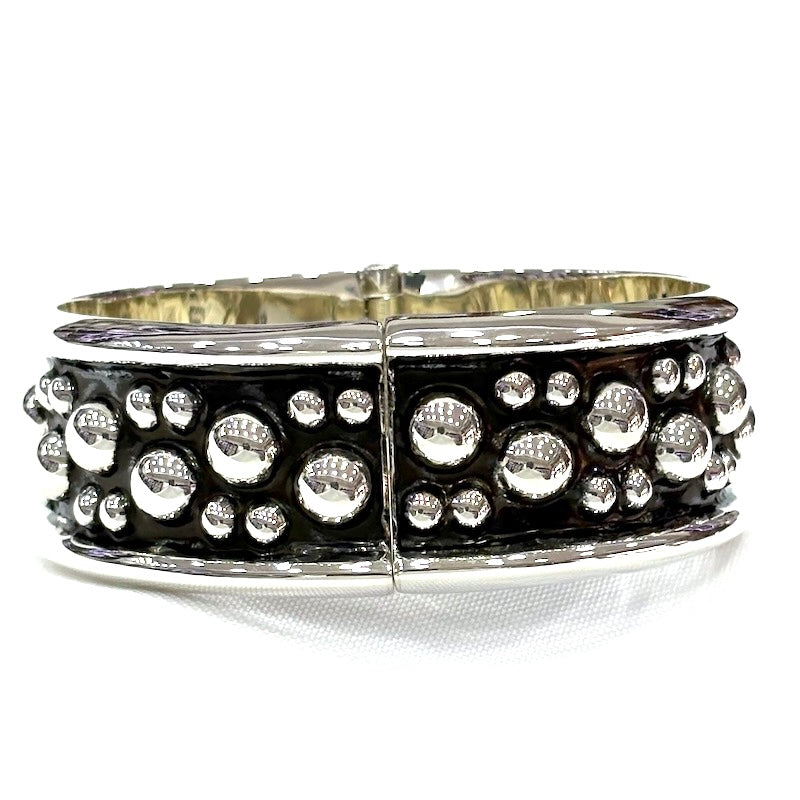 Gorgeous Silver Dots Cuff Bangle Bracelet