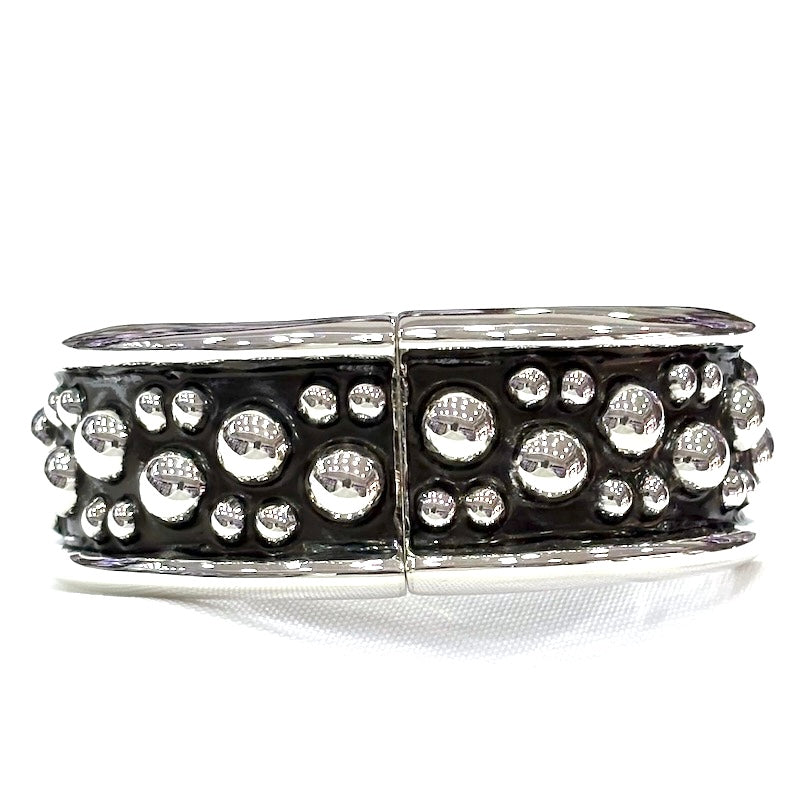 Gorgeous Silver Dots Cuff Bangle Bracelet