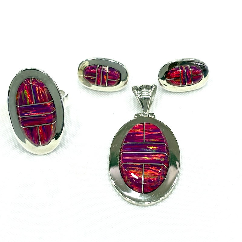 Gorgeous Pink Opal Silver Set