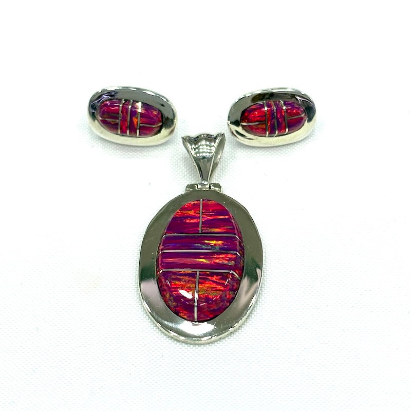 Gorgeous Pink Opal Silver Set