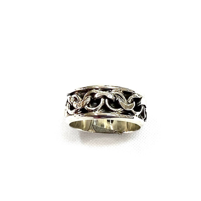 Wide Chain Link Design Silver Ring