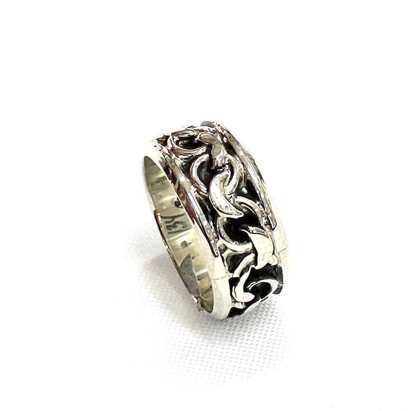 Wide Chain Link Design Silver Ring